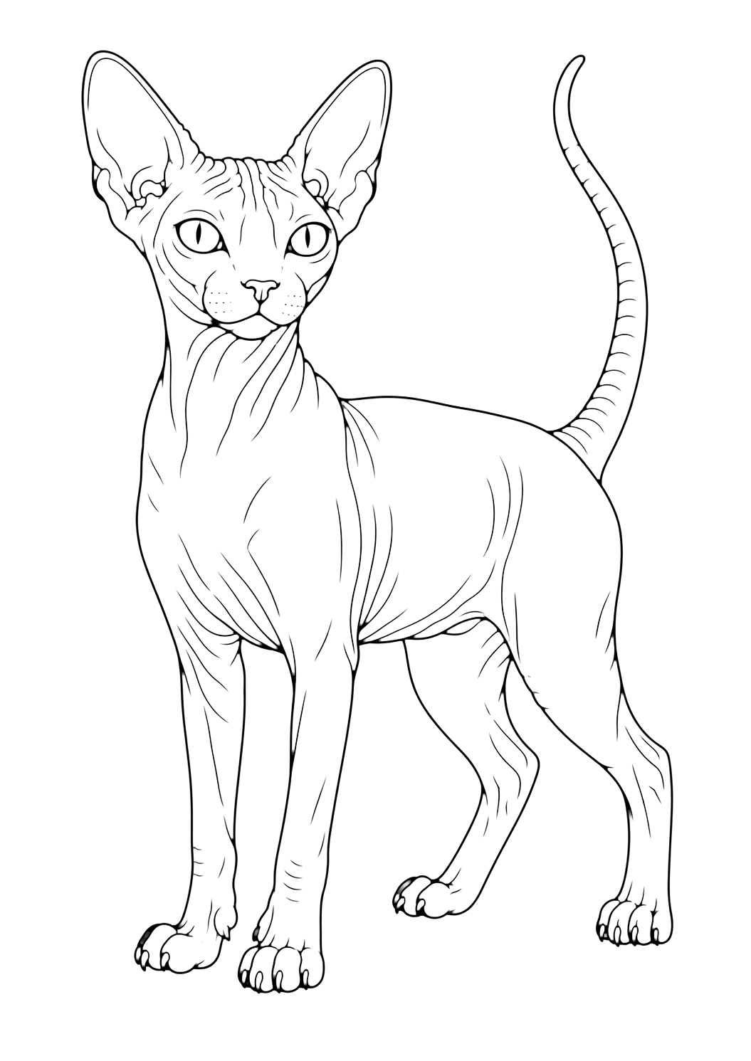 Coloriage chat sphynx adulte