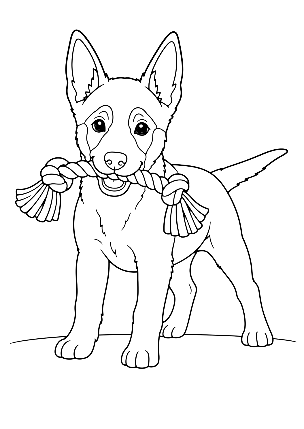 Cachorro malinois con cuerda para colorear