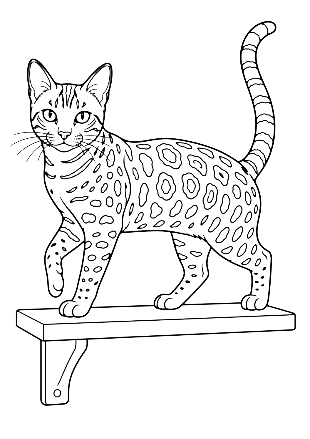 Gatto bengala su mensola da colorare