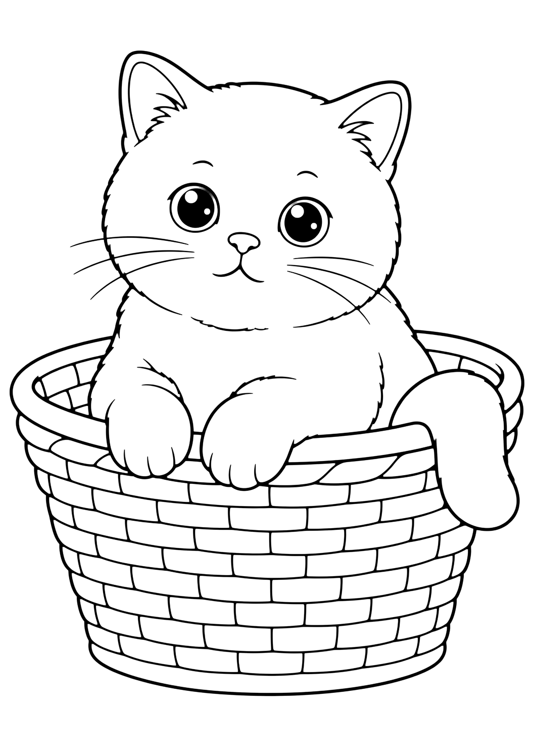 Coloriage british shorthair dans un panier pour animal