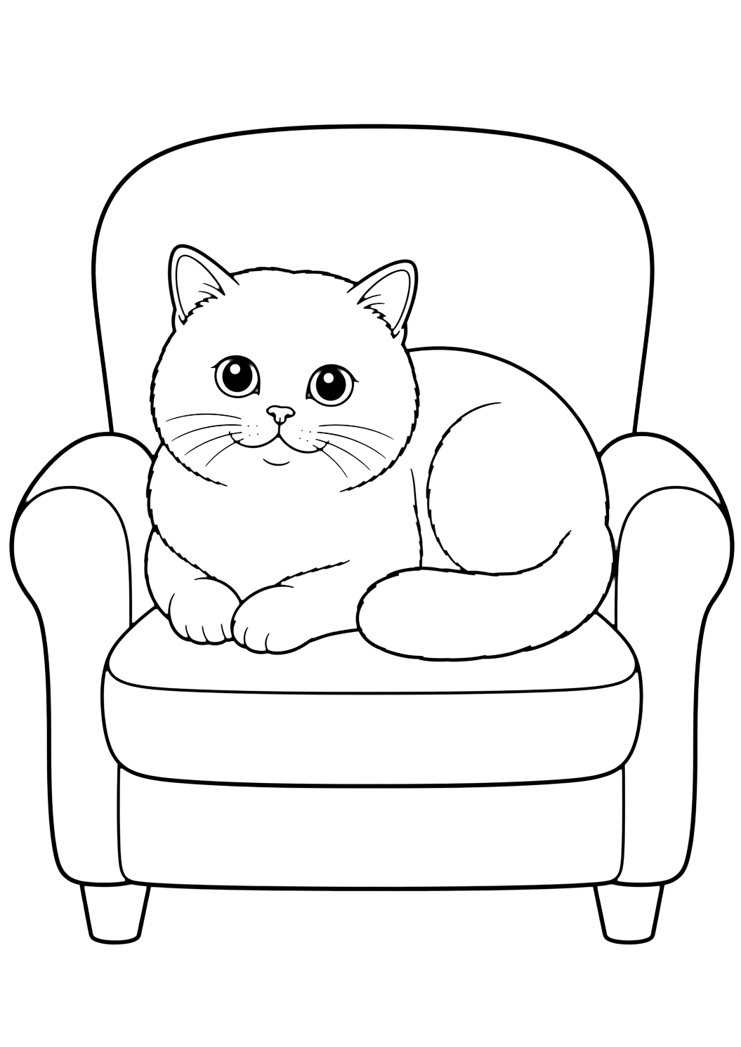 British Shorthair on Armchair coloring page for kids