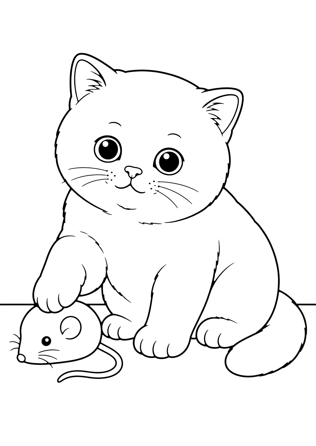 British Shorthair with Mouse Toy coloring page for kids