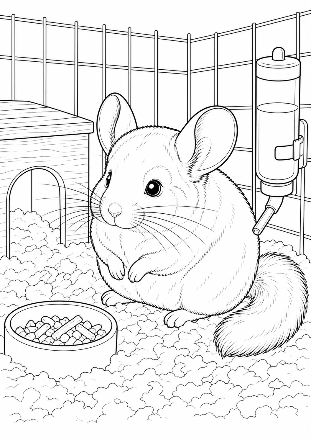 Malvorlage Chinchilla-Kuschelecke für Kinder