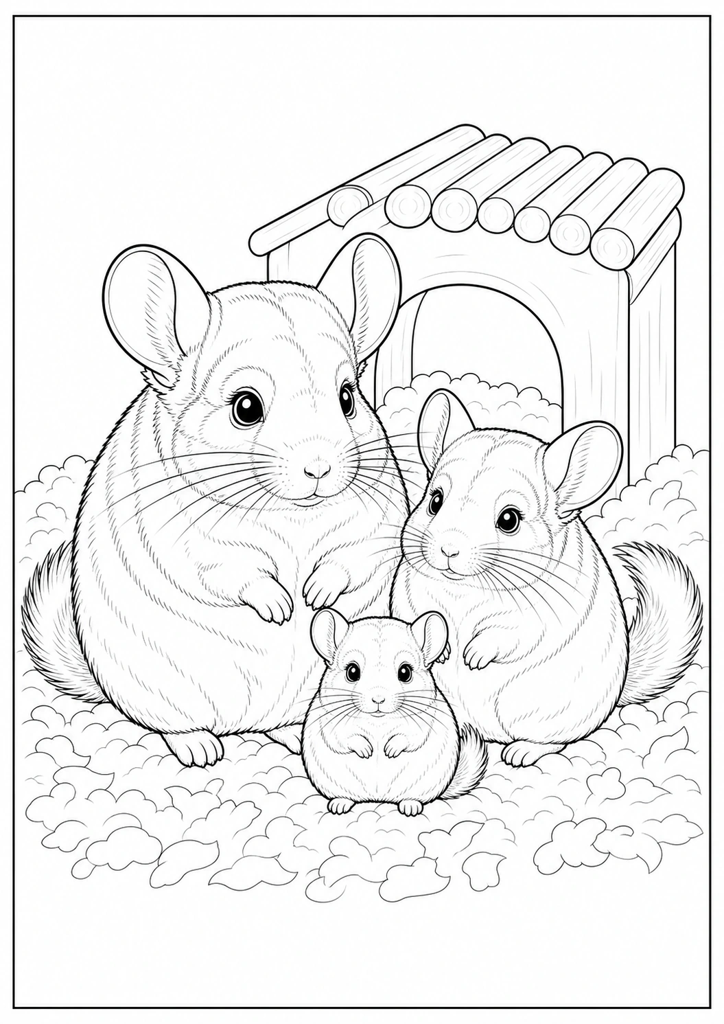 Chinchilla Family coloring page for kids