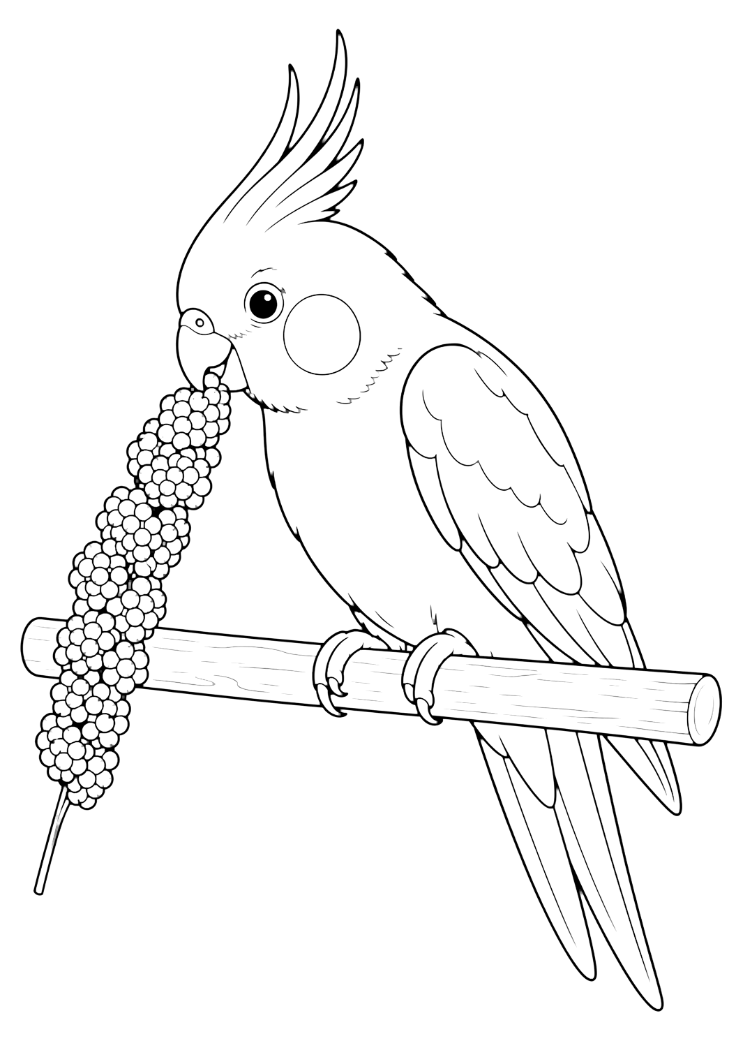 Coloriage calopsitte qui mange du millet