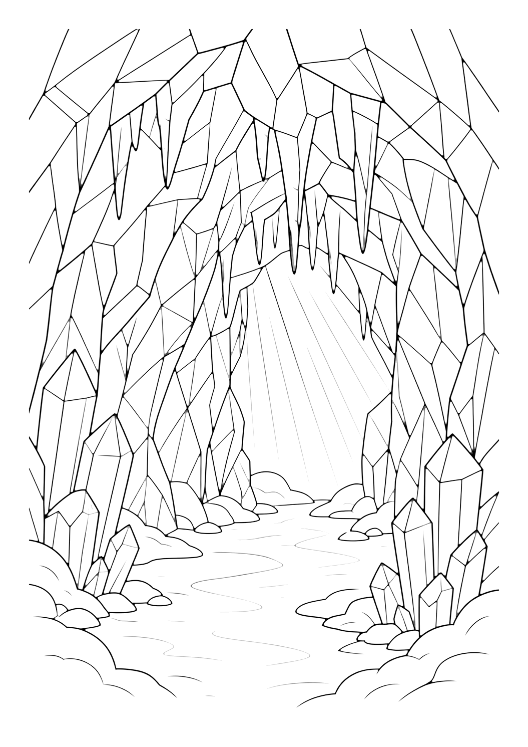 Coloriage grotte de glace cristalline