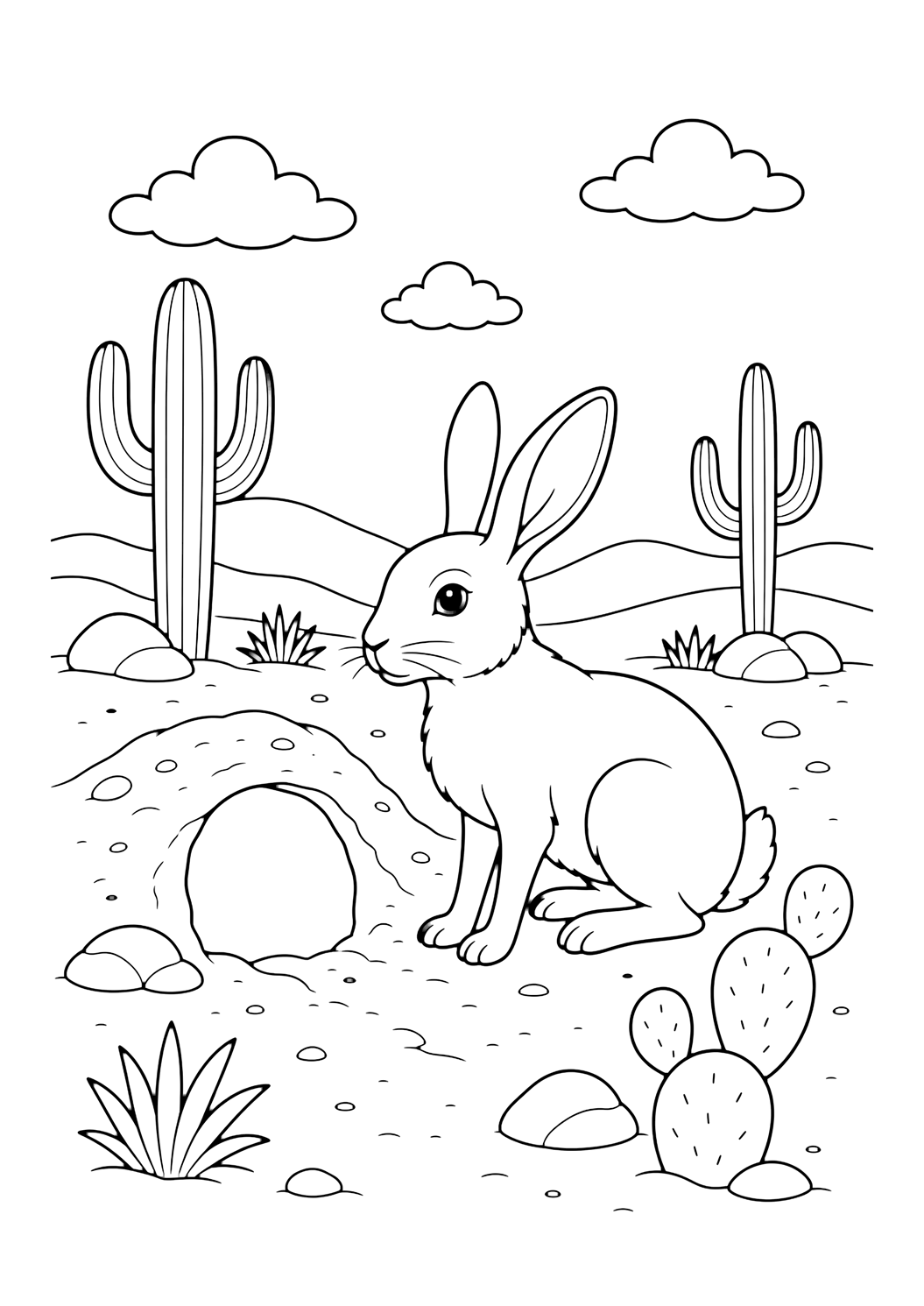 Wüstenhase Ausmalbild