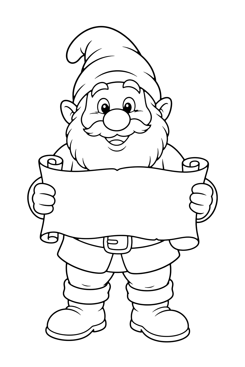 Coloriage : Nain avec une carte vierge