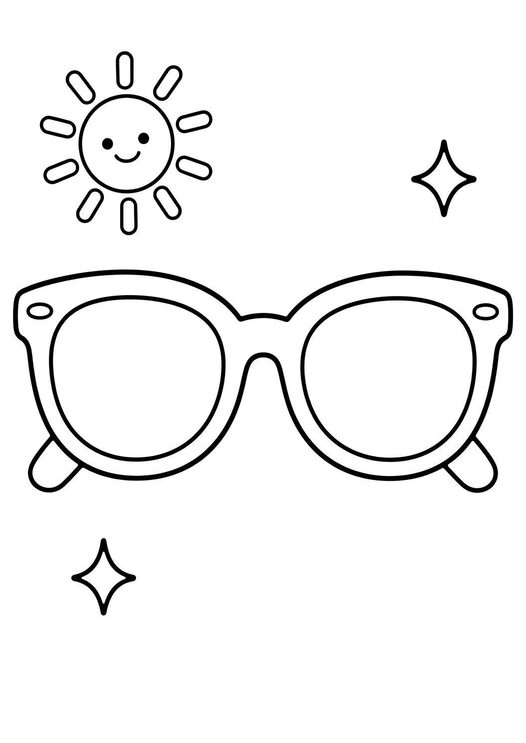 Dibujo de gafas de sol con gafas de sol fáciles. Ideal para imprimir, descargar, colorear online y actividades de verano.