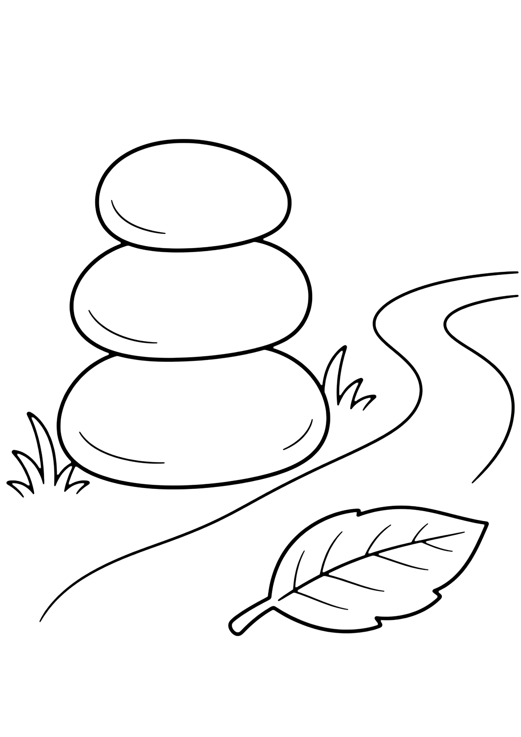 Coloriage de randonnée avec pierres simples de balisage. Idéal pour imprimer, télécharger, colorier en ligne et activités d'été.