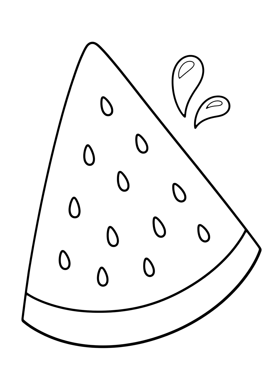 Coloriage de pastèque avec tranche de pastèque facile. Idéal pour enfants, été, impression et coloriage en ligne.
