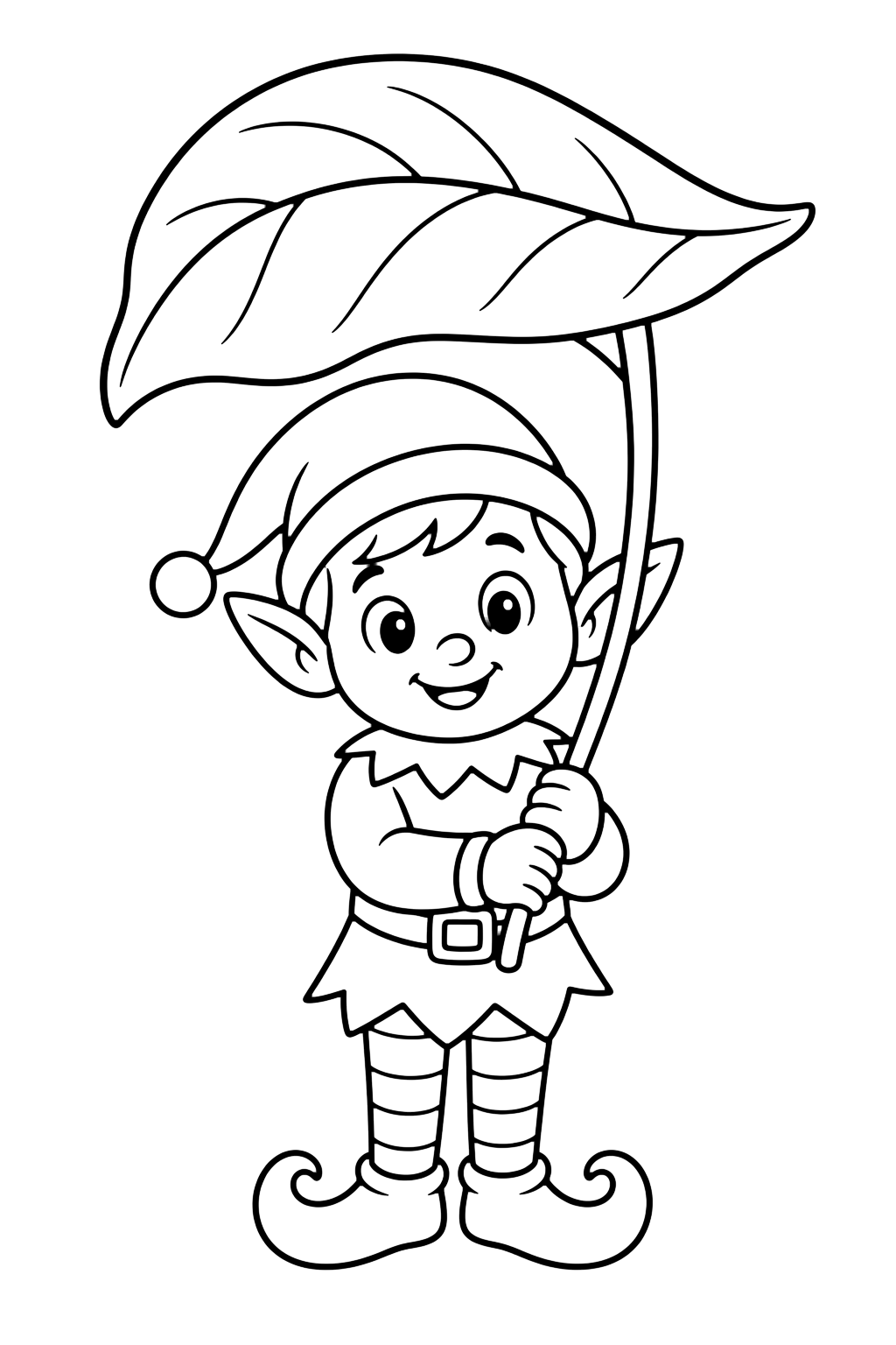 Disegno da colorare: Elfo con una grande foglia