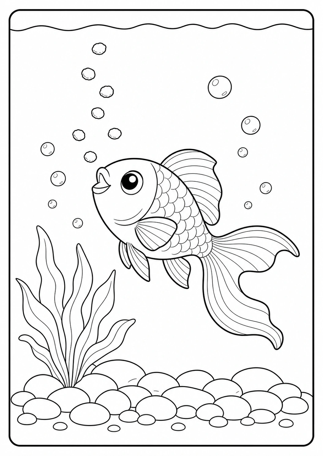 Disegno da colorare di pesce all'ora della pappa per bambini