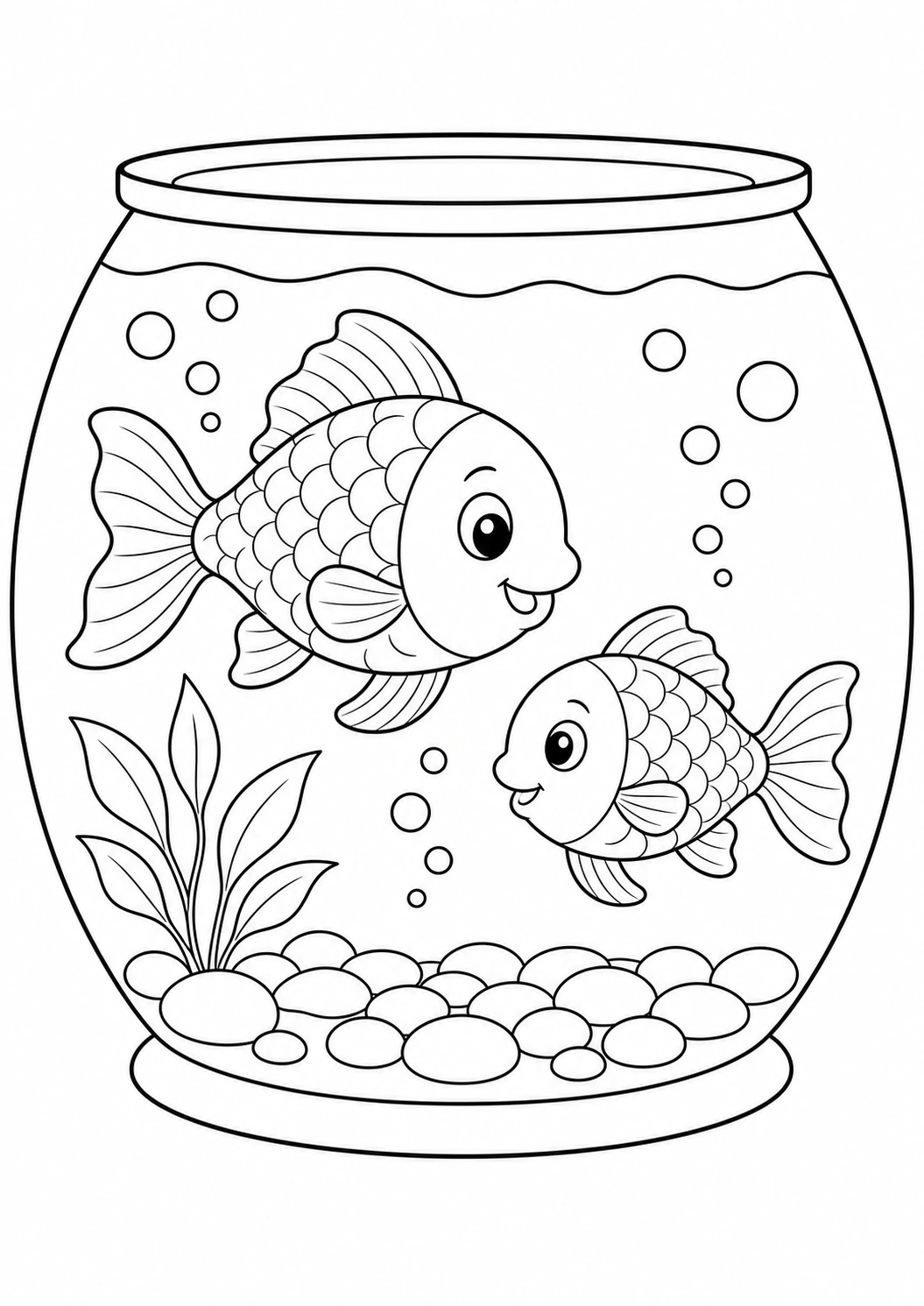 Fish Pair in Tank coloring page for kids