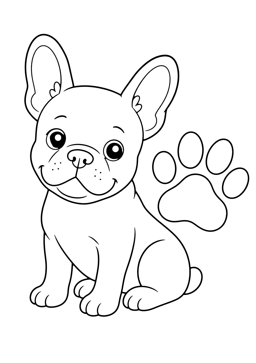 Fransız Bulldog pati izi boyama sayfası
