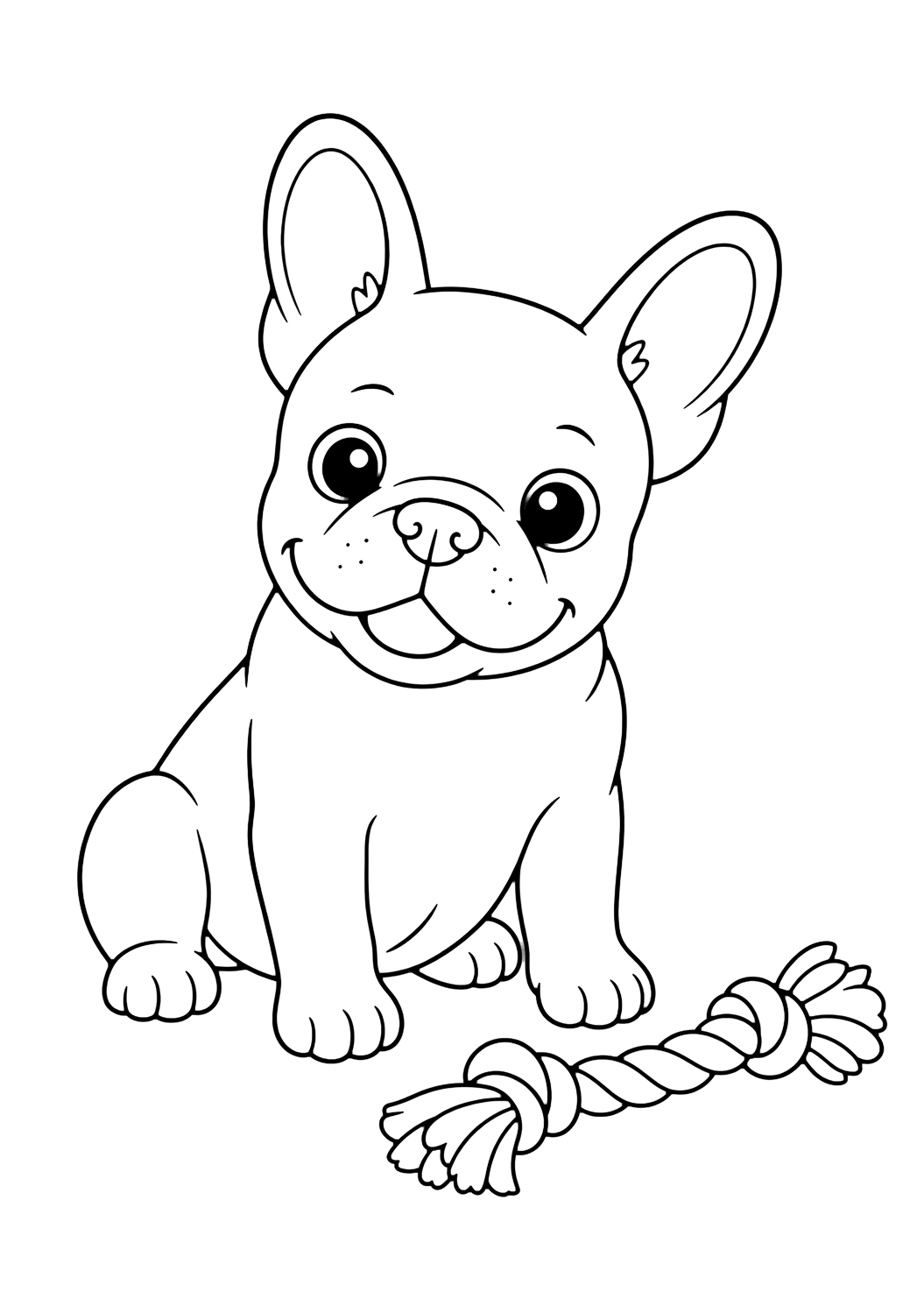 Chiot Bouledogue français avec corde à colorier