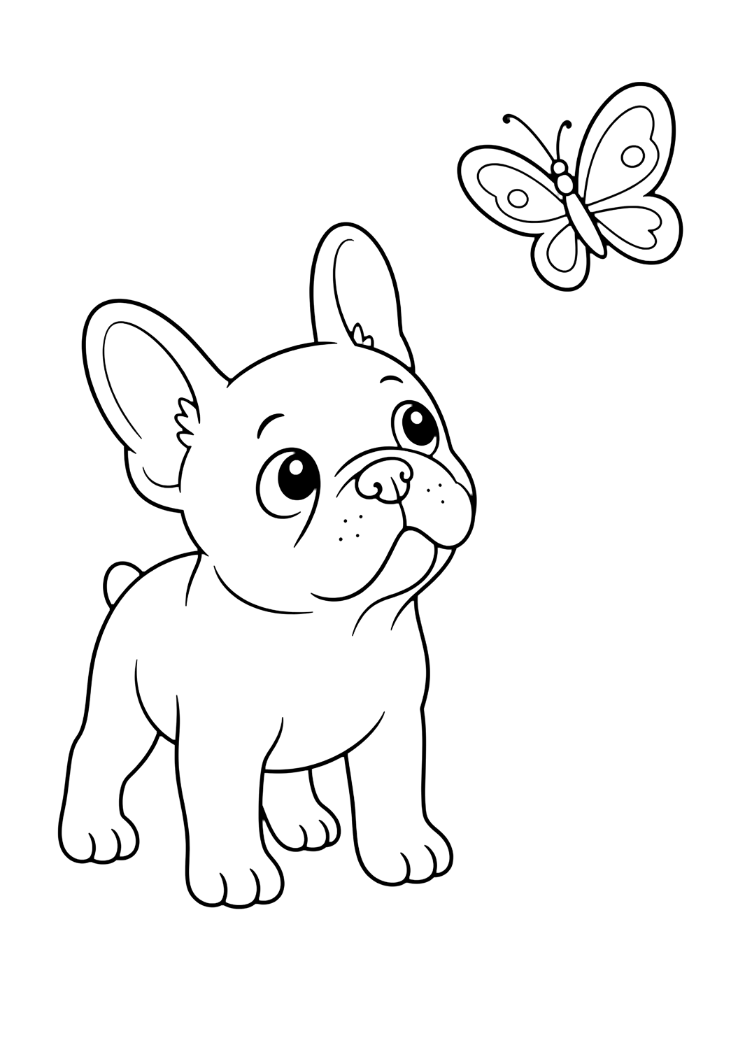 Kelebekli Fransız Bulldog boyama sayfası