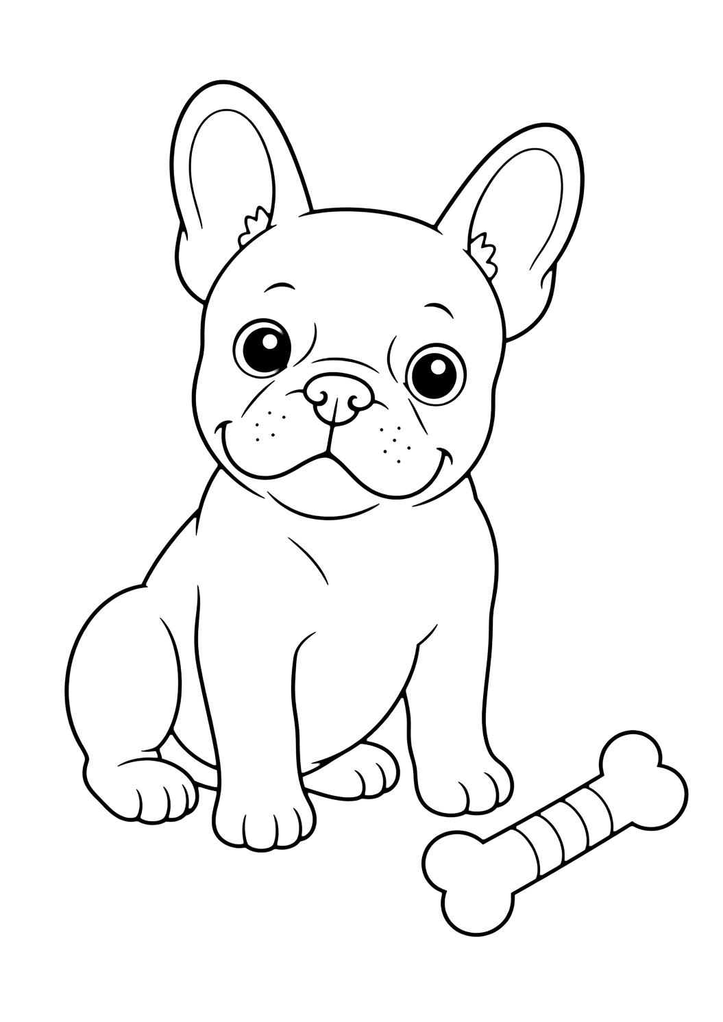 Bulldog Francés con juguete para morder para colorear
