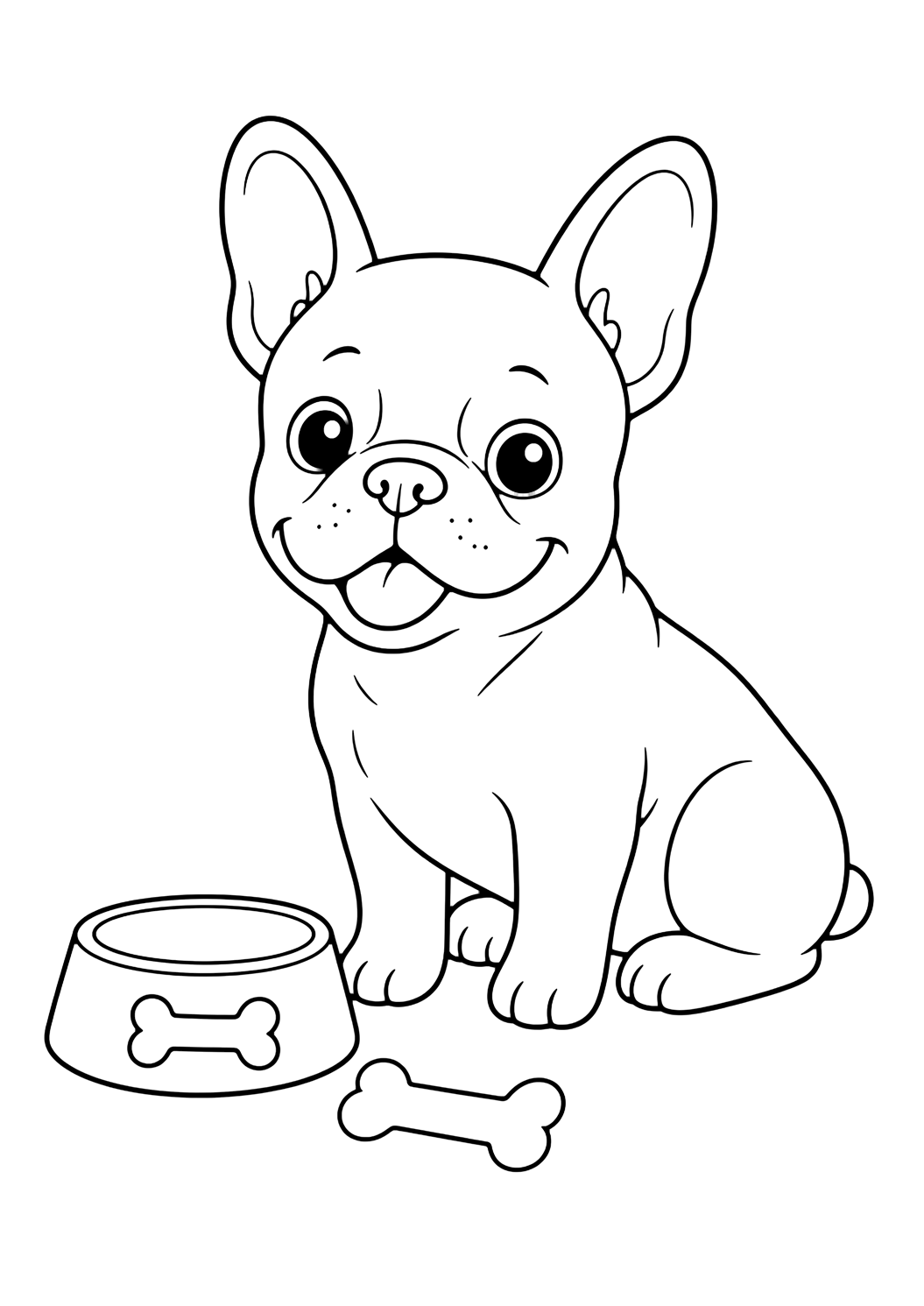 Mama kaplı Fransız Bulldog boyama sayfası