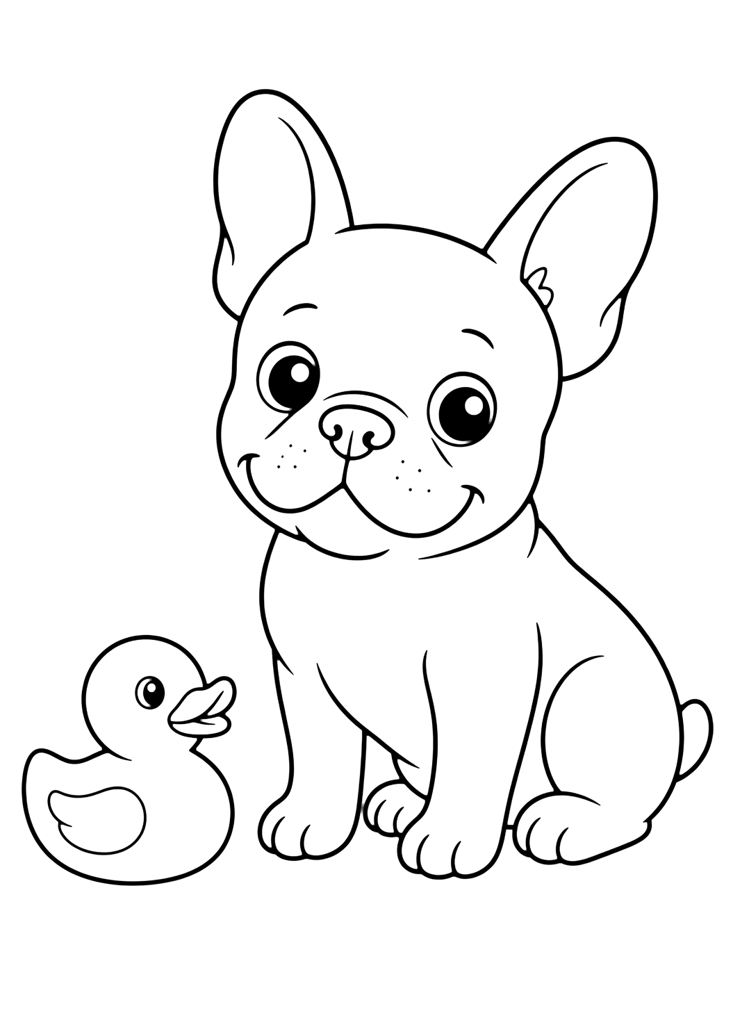 Bouledogue francese con papera giocattolo da colorare