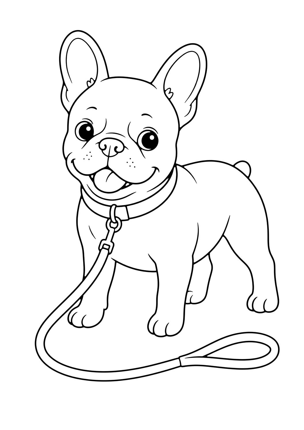 Bulldog Francés con correa para colorear