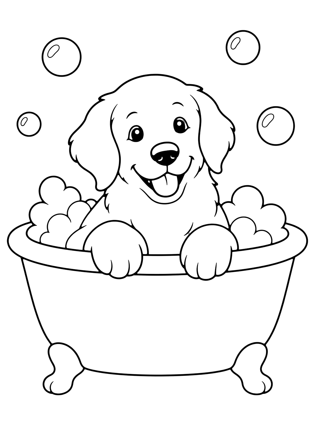 Golden Retriever beim Baden Ausmalbild