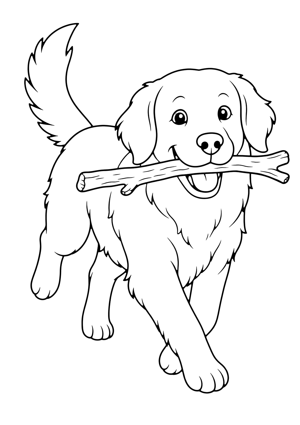Golden Retriever apportiert Stock Ausmalbild