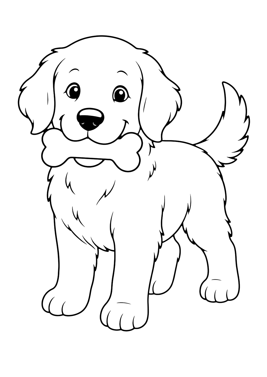 Golden Retriever avec os à colorier