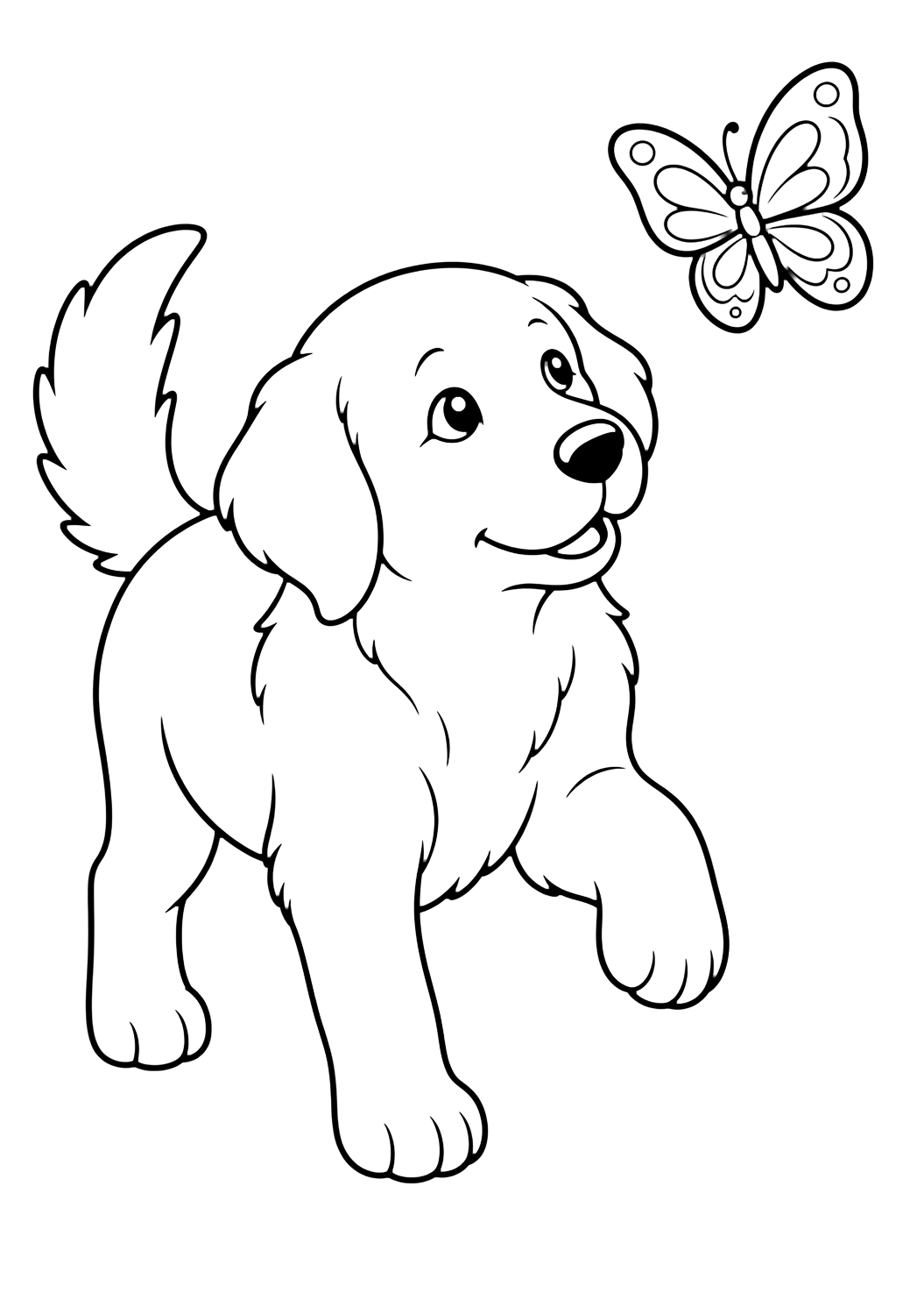 Golden Retriever con farfalla da colorare