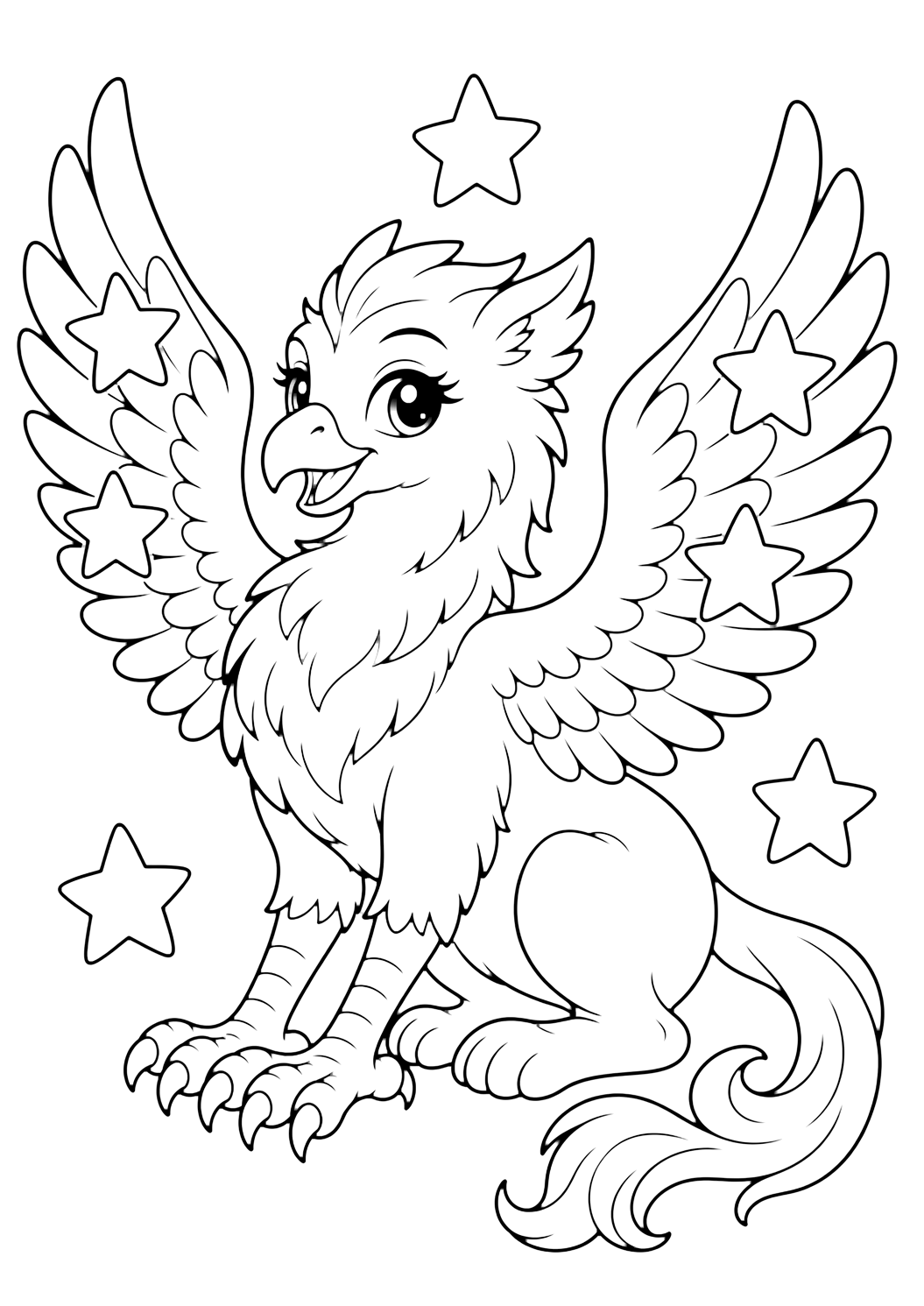 Griffon aux ailes étoilées à colorier