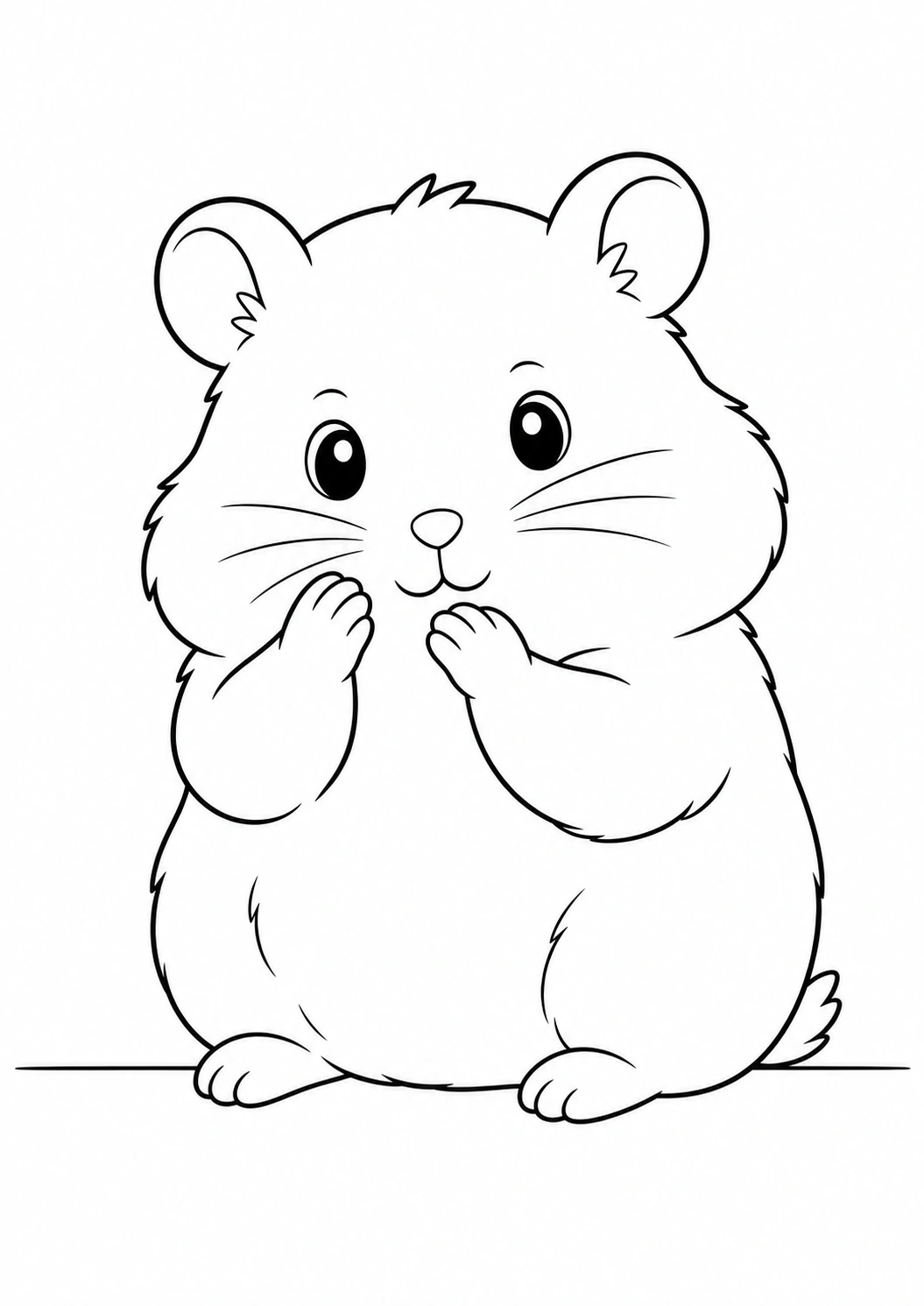 Hamster Grooming Paws coloring page for kids