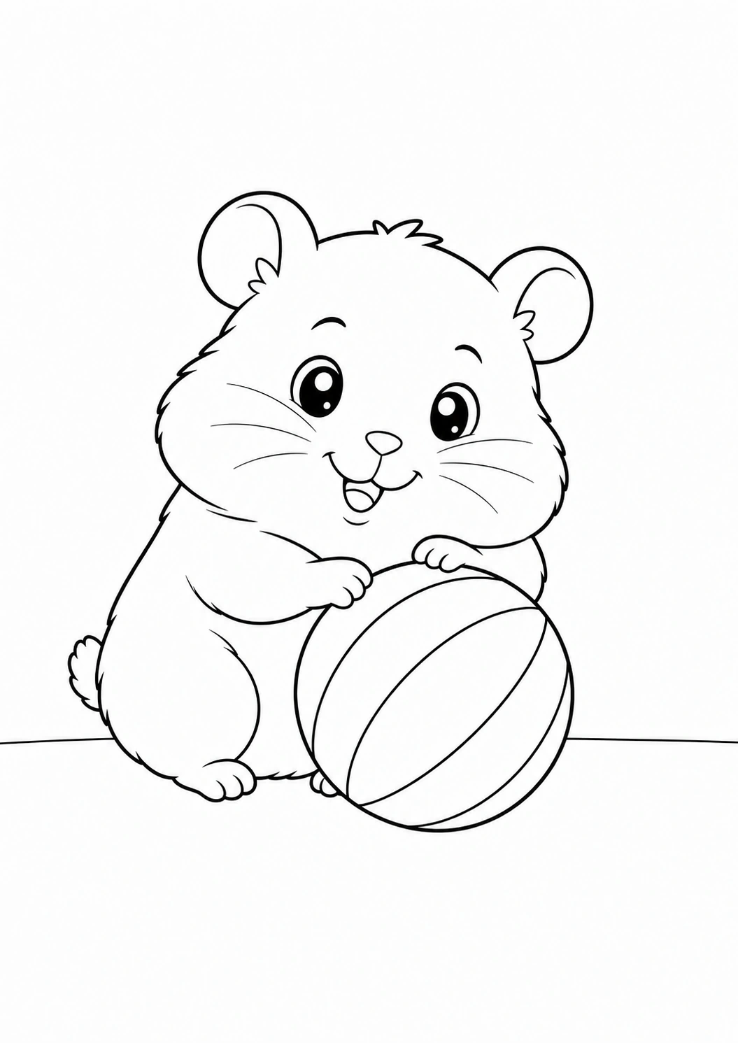 Hamster with Toy Ball coloring page for kids