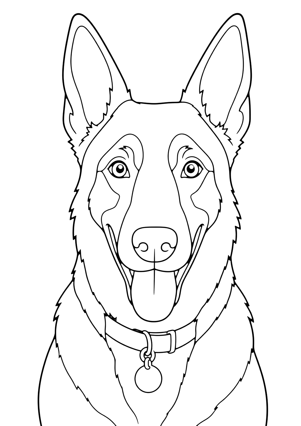Cara feliz de pastor belga malinois para colorear