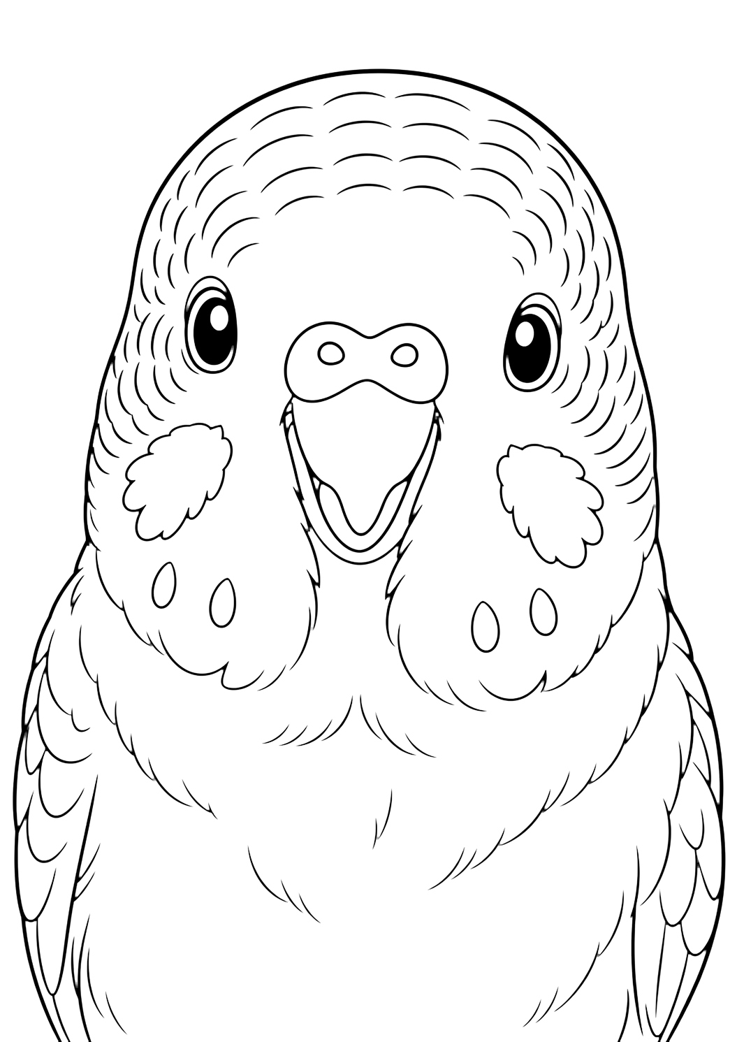 Happy Budgie Face coloring page for kids