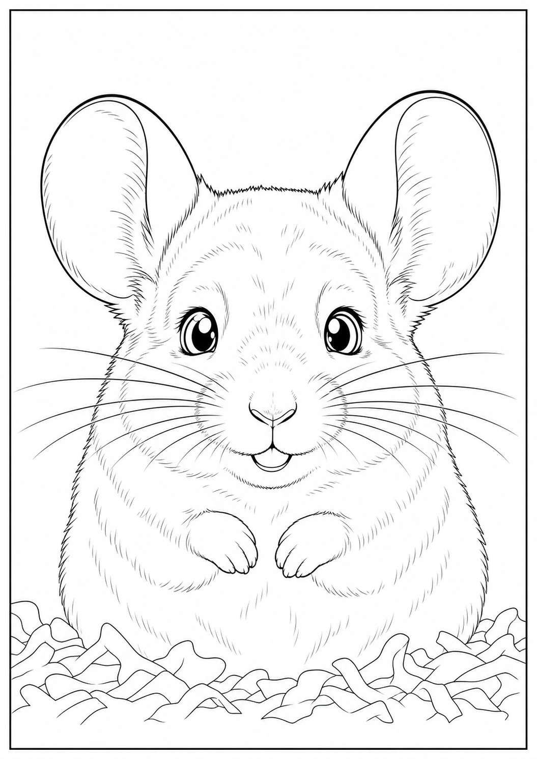 Happy Chinchilla Face coloring page for kids