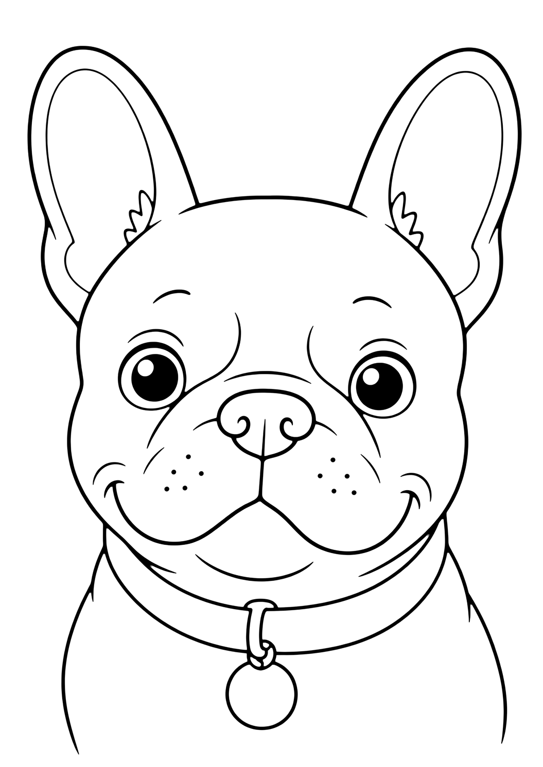 Viso felice di Bouledogue francese da colorare