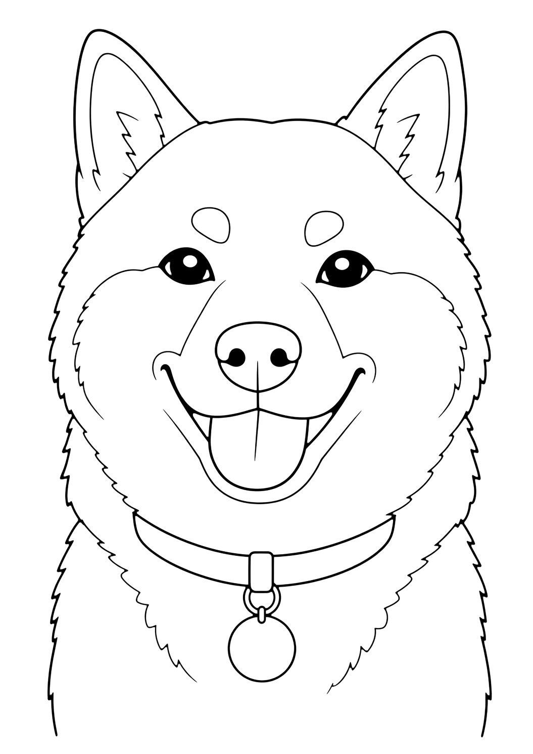 Cara feliz de shiba inu para colorear
