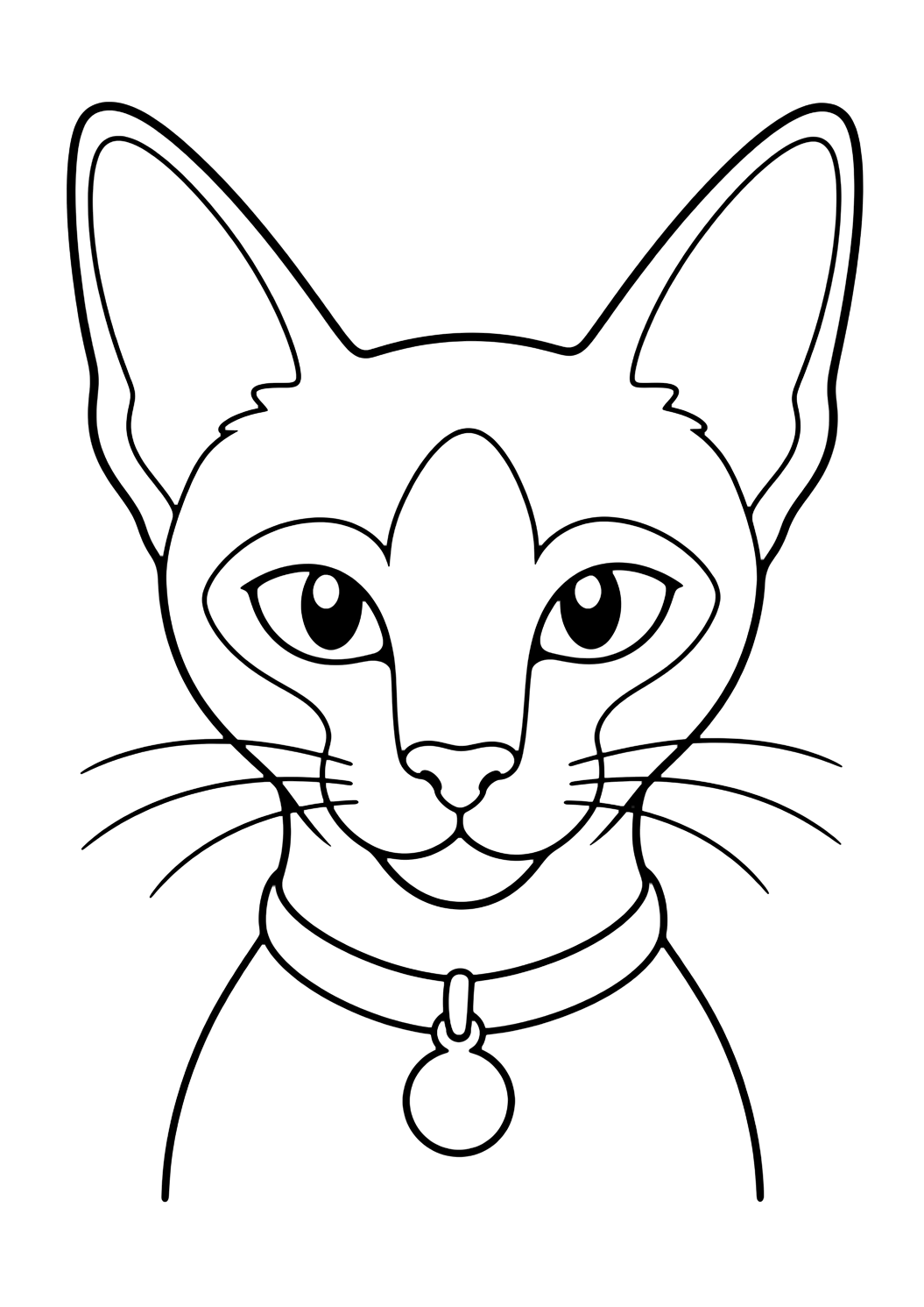 Coloriage visage de chat siamois heureux