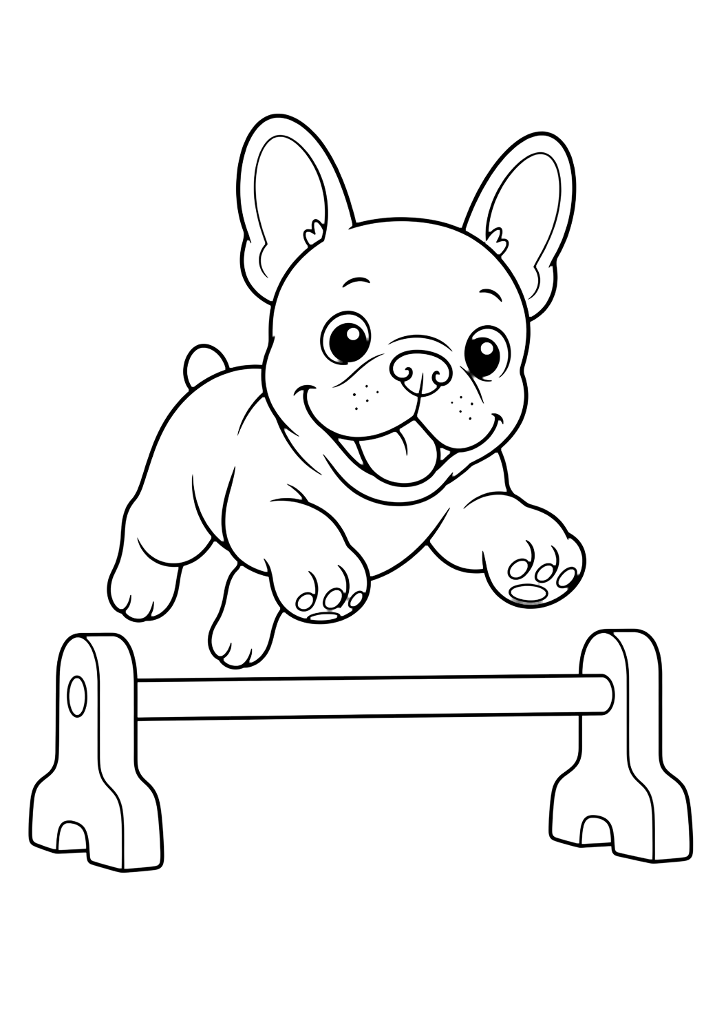 Bouledogue francese che salta da colorare