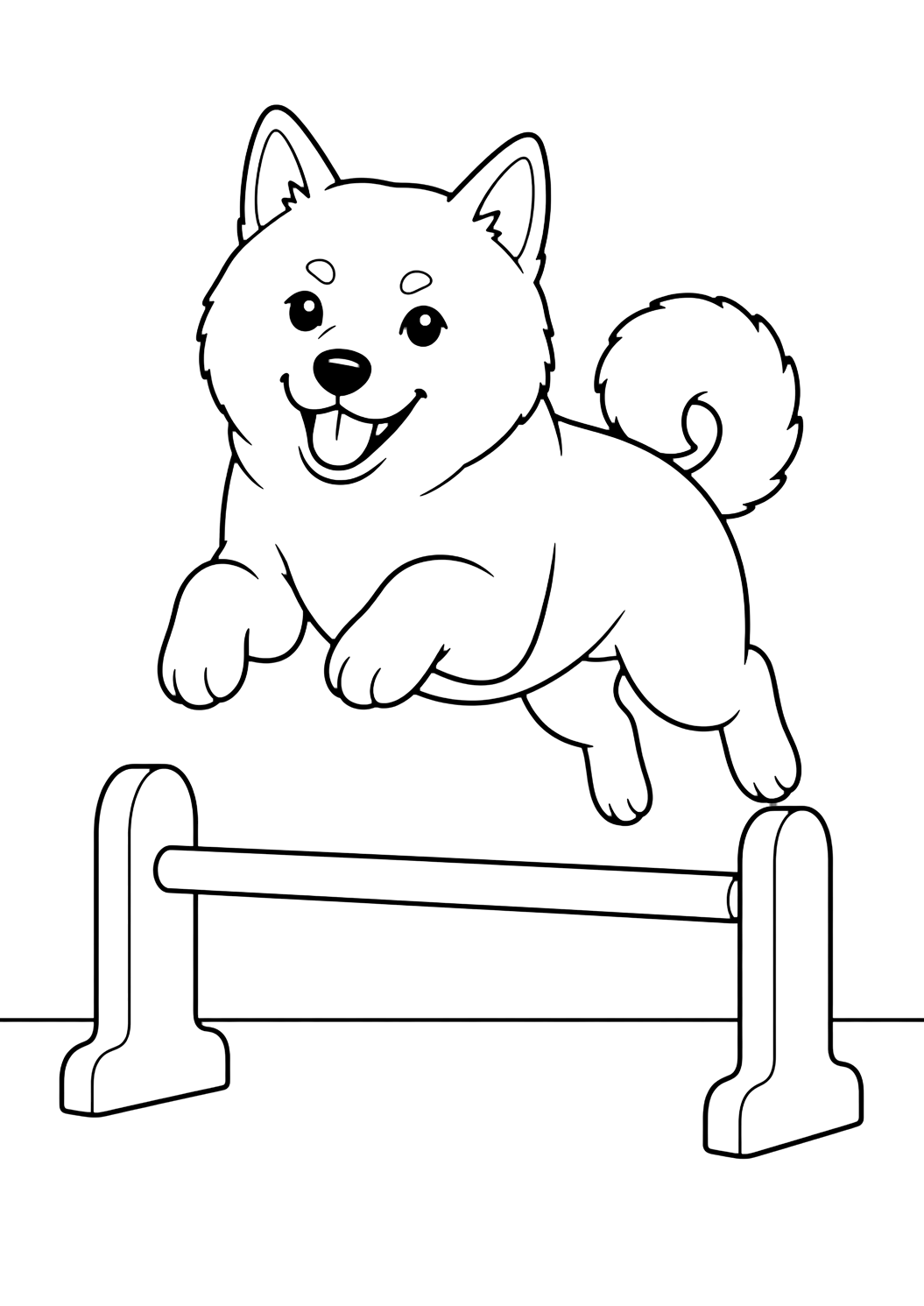 Shiba inu che salta da colorare