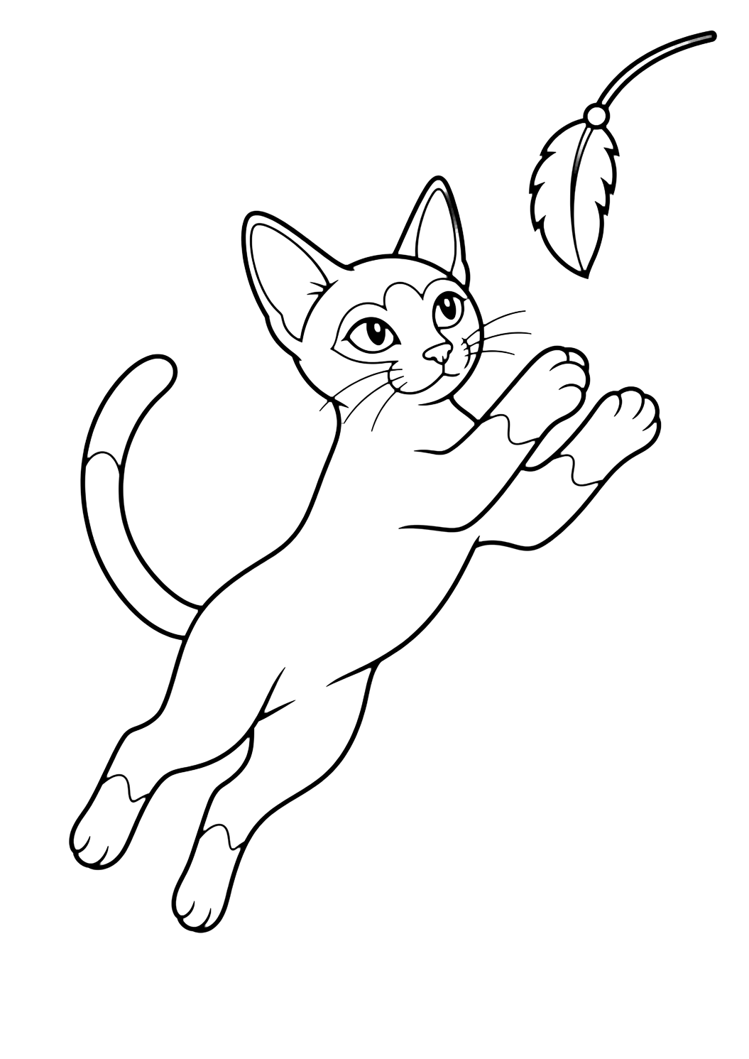 Coloriage chat siamois qui saute