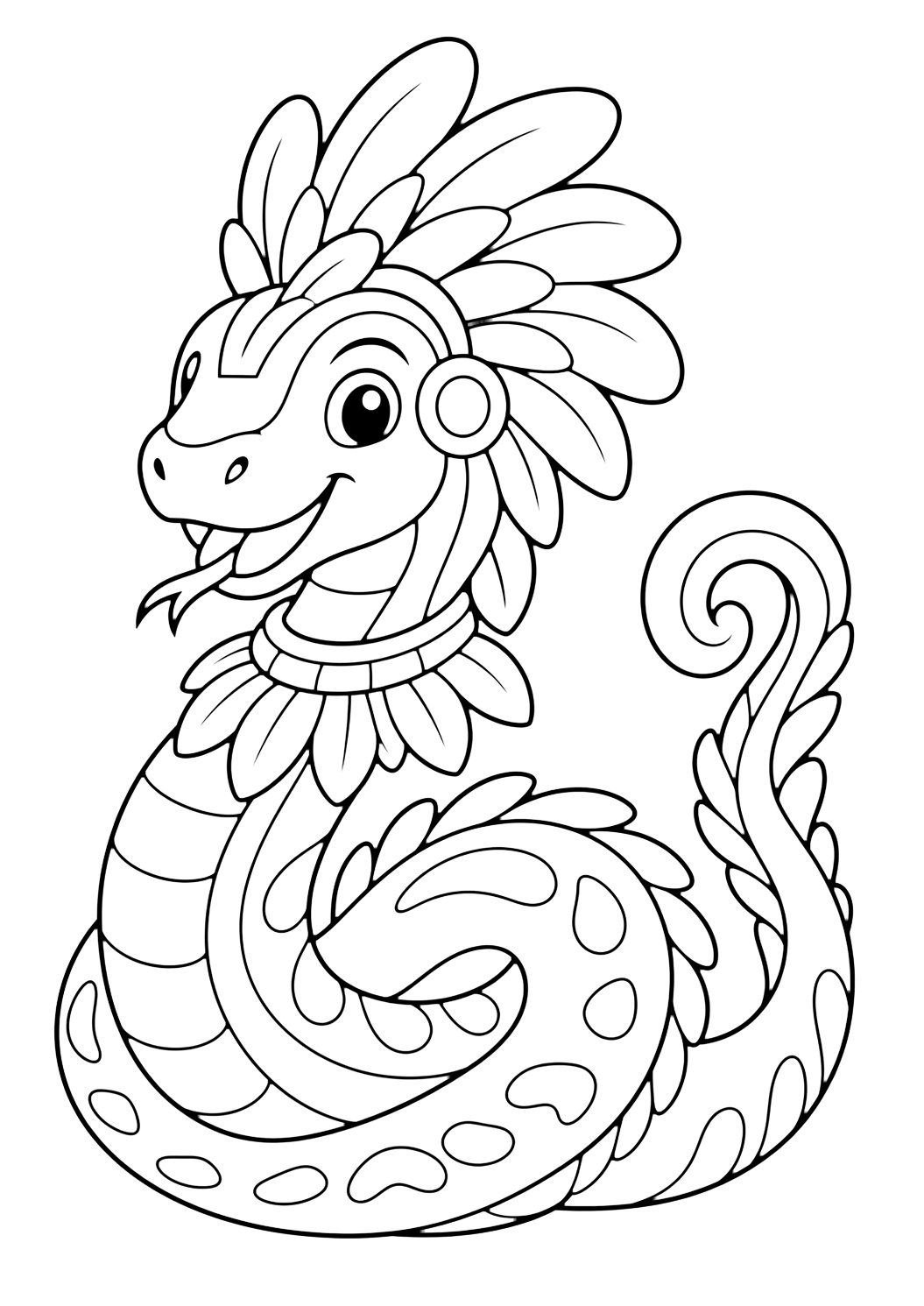 Kukulkan, serpente sacro da colorare