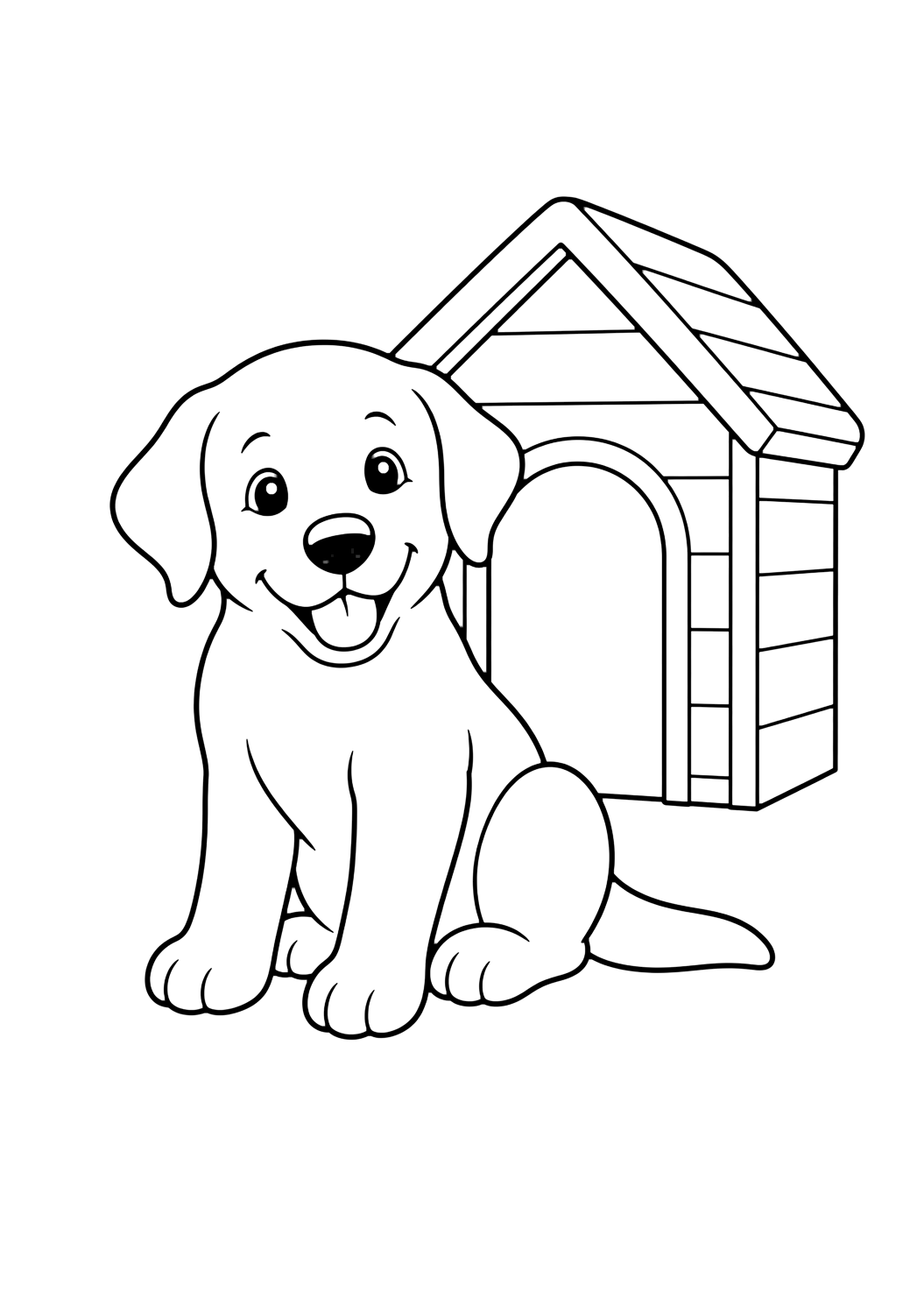 Labrador Retriever en caseta para colorear