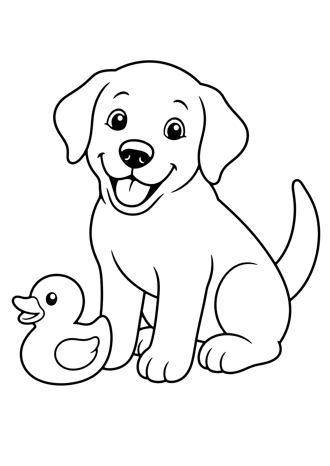 Cucciolo di Labrador Retriever con paperella da colorare