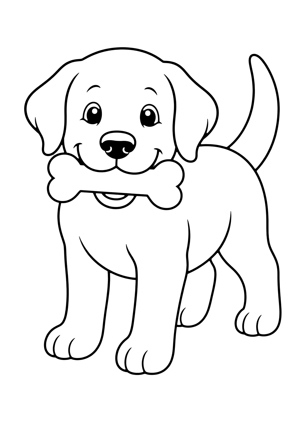 Labrador Retriever avec os à colorier