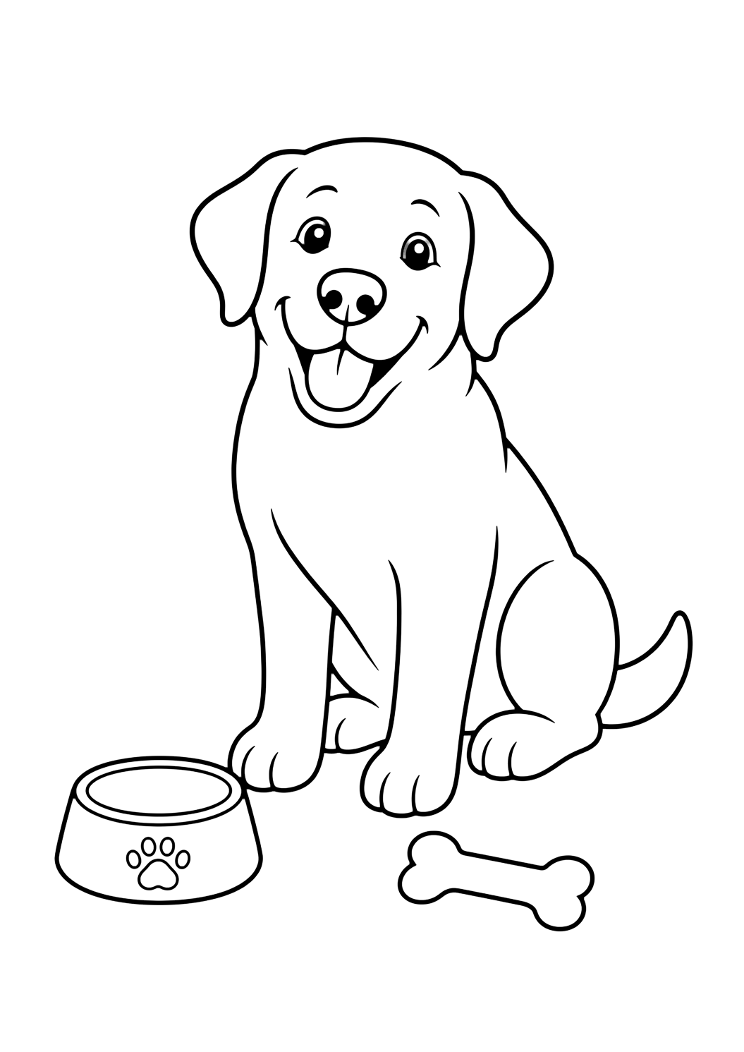 Labrador Retriever con cuenco para colorear