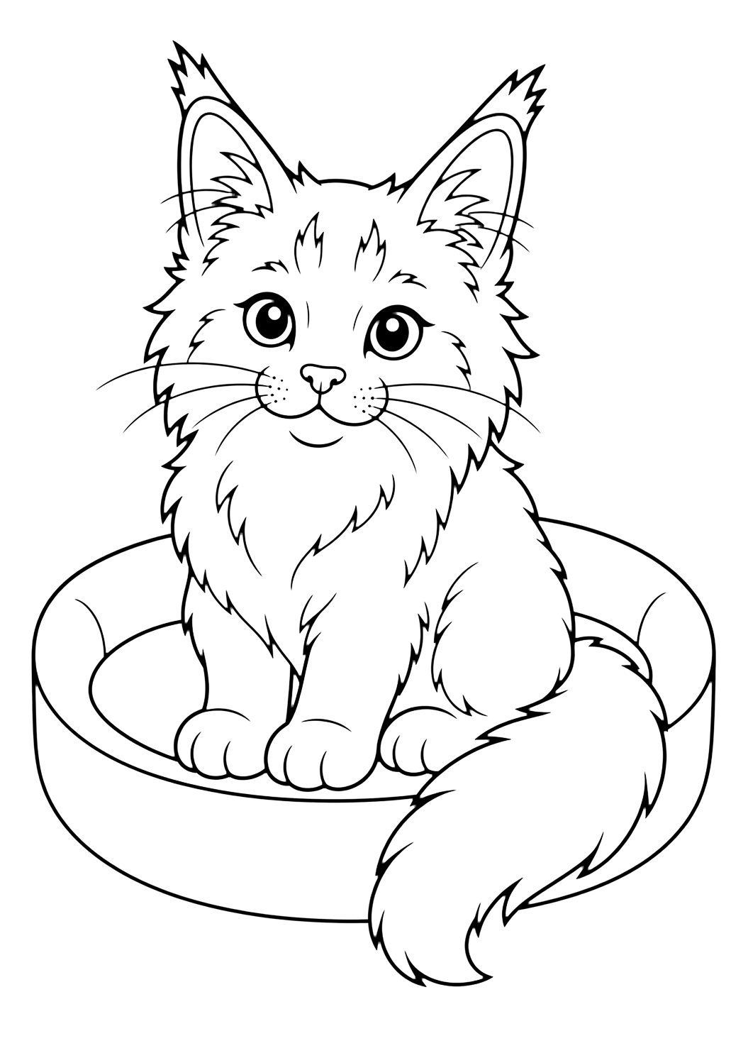 Котенце мейн кун в котешко легло за оцветяване