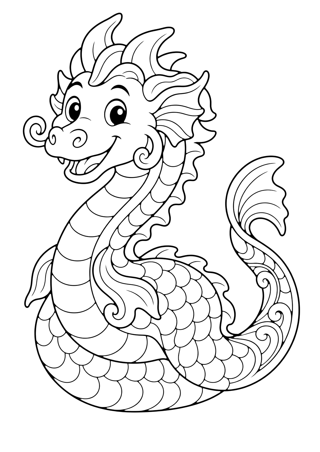 Makara, dragon marin à colorier