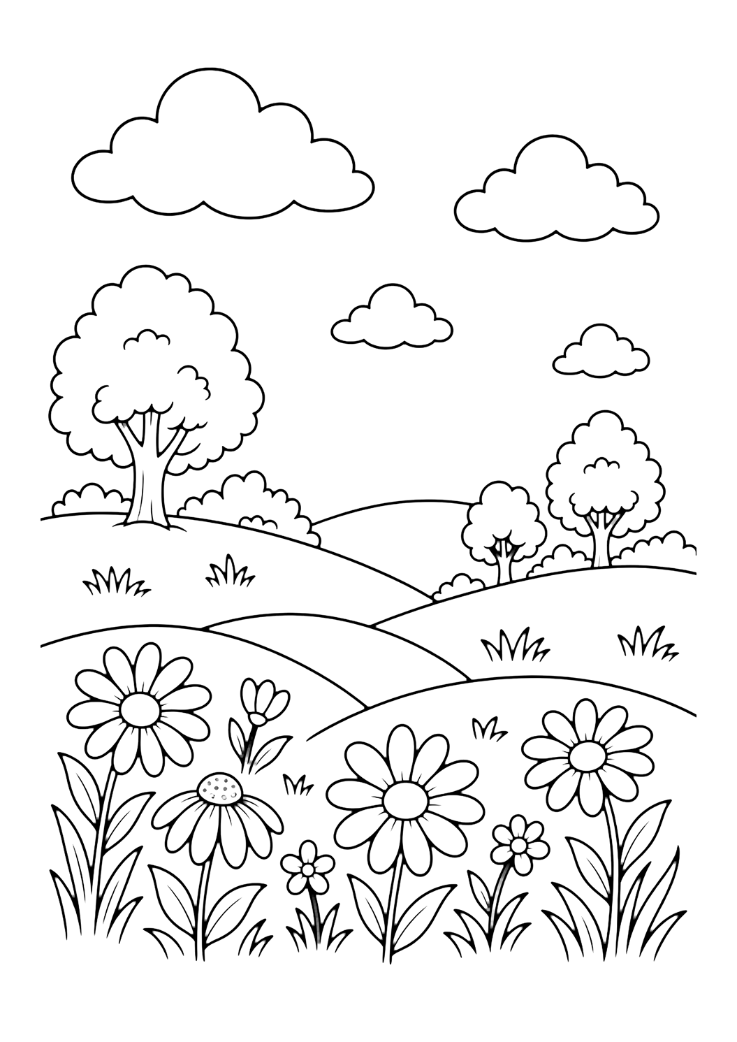 Colinas de pradera para colorear
