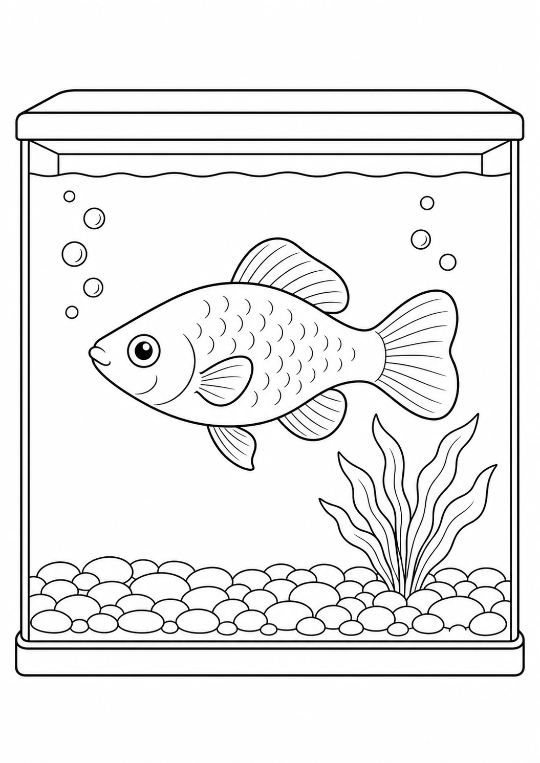 Molly Fish in Tank coloring page for kids